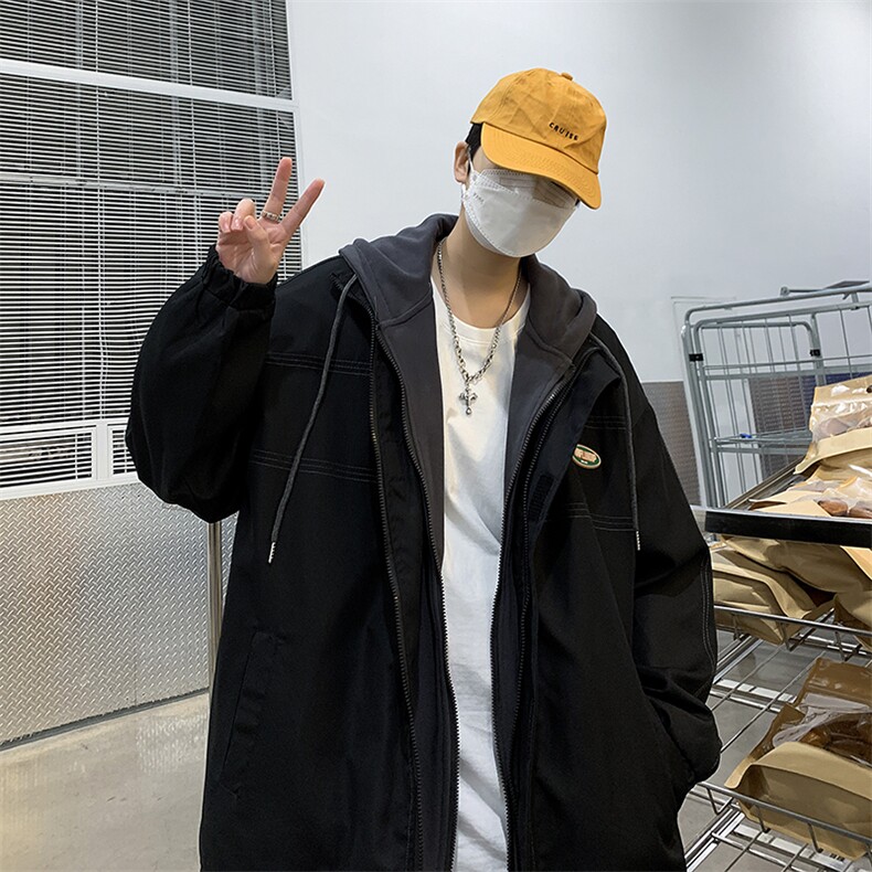 春秋连帽外套男ins韩版潮百搭学生休闲港风宽松上衣服JK043-P65,男装夹克,星座308B-1