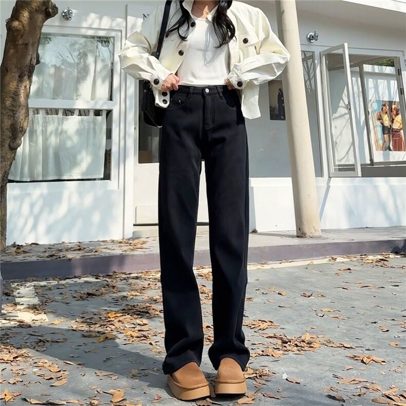 1506-1/K9221/P36黑色窄版直筒牛仔裤男女同款高腰显瘦阔腿裤,男装牛仔裤,星座1506-1
