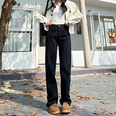 1506-1/K9221/P36黑色窄版直筒牛仔裤男女同款高腰显瘦阔腿裤，男装牛仔裤，星座1506-1