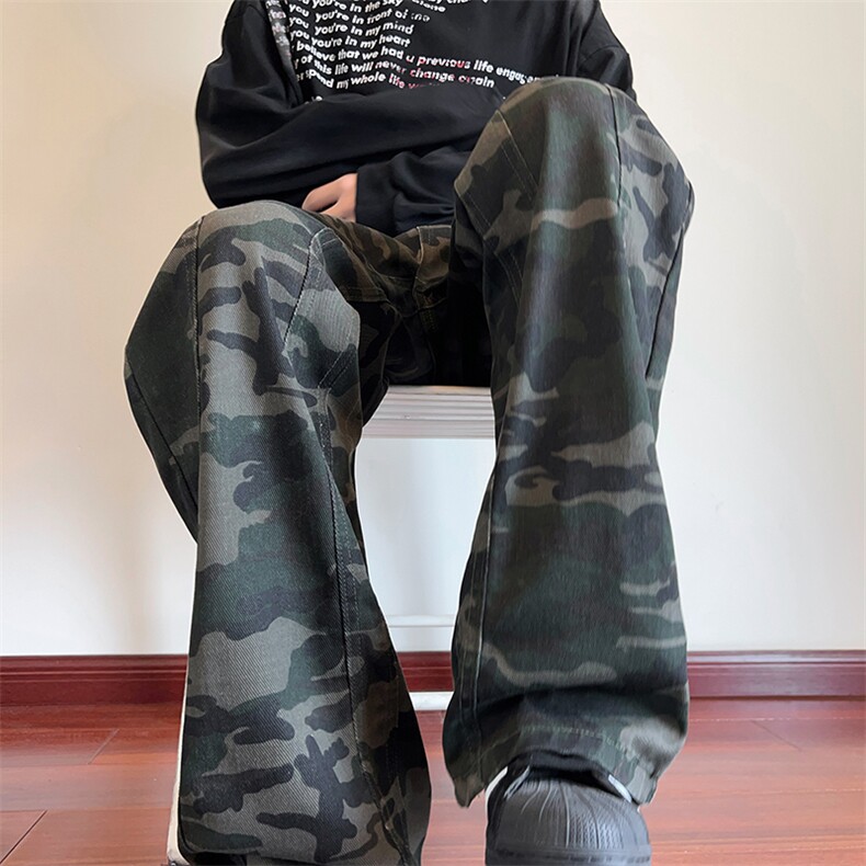 抖音品质秋季新款美式高街迷彩直筒牛仔裤B315-K114-p55控78,男装牛仔裤,电商B315