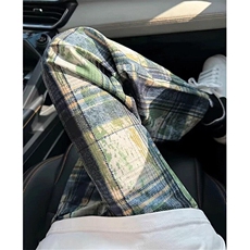 美式复古扎染格子休闲裤男阔腿裤春夏季款裤子直长裤子KA759，男装休闲裤，星座1116A（原606A-3）