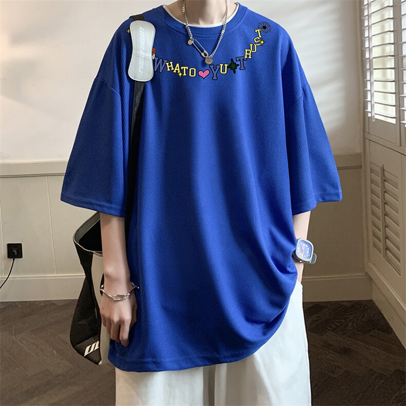 华夫格t恤男短袖男大码五分袖酒店风HT73381-P22,男装T恤,电商A040