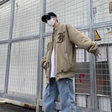 麂皮绒刺绣外套男韩版潮流高街2023春秋新款ins宽松夹克W4635-P66，男装夹克，星座412-2