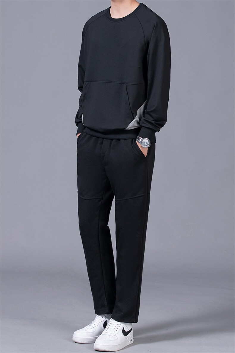 运动套装中年男士2023春季套头衫卫衣长裤卫裤休闲服装跑步两件套,男装休闲套装,电商B212（原钱塘6029）