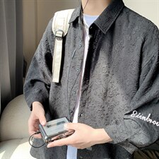 1港风花型七分袖衬衫男大码M-5XL风情侣衬衫男QCS7023P45控68，男装衬衫，星座226-2