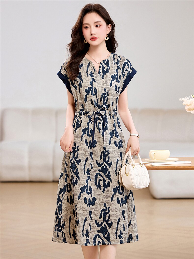 夏装新款宽松遮肚显瘦减龄休闲连衣裙,女装连衣裙,姿衣坊