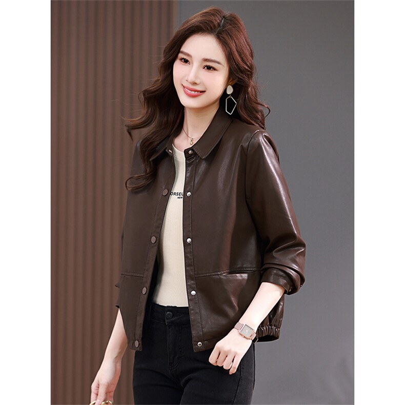 小皮衣外套女短款2025春秋新款高端休闲小个子上衣宽松机车服夹克，女装皮衣，姿萝菲