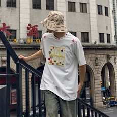 万针全刺绣工艺抖音得物高品质260克重磅纯棉双纱美式高街短袖T恤，男装T恤，电商A486
