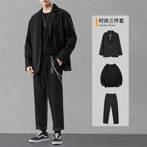 2021春秋季新款男宽松休闲西服男士小西装搭配三件套套装DF149T