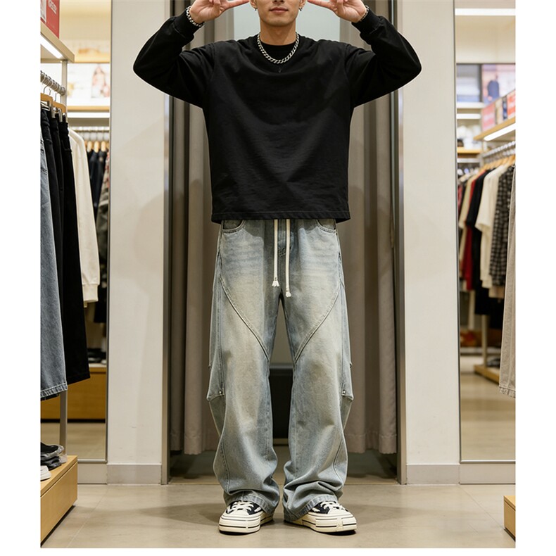 设计款牛仔裤男生长裤A150-P45,男装牛仔裤,电商D312