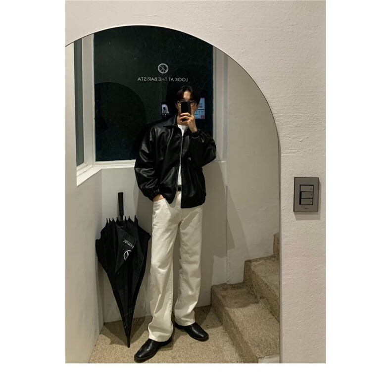 美式复古高级感皮衣外套男士春秋季2025新款潮牌痞帅韩系机车夹克,男装皮衣,星座1210-1