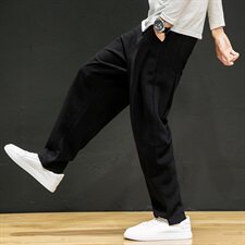 2021春秋季新款中国风男装亚麻休闲裤男复古大码宽松哈伦裤K031/P75，男装休闲裤，电商A008