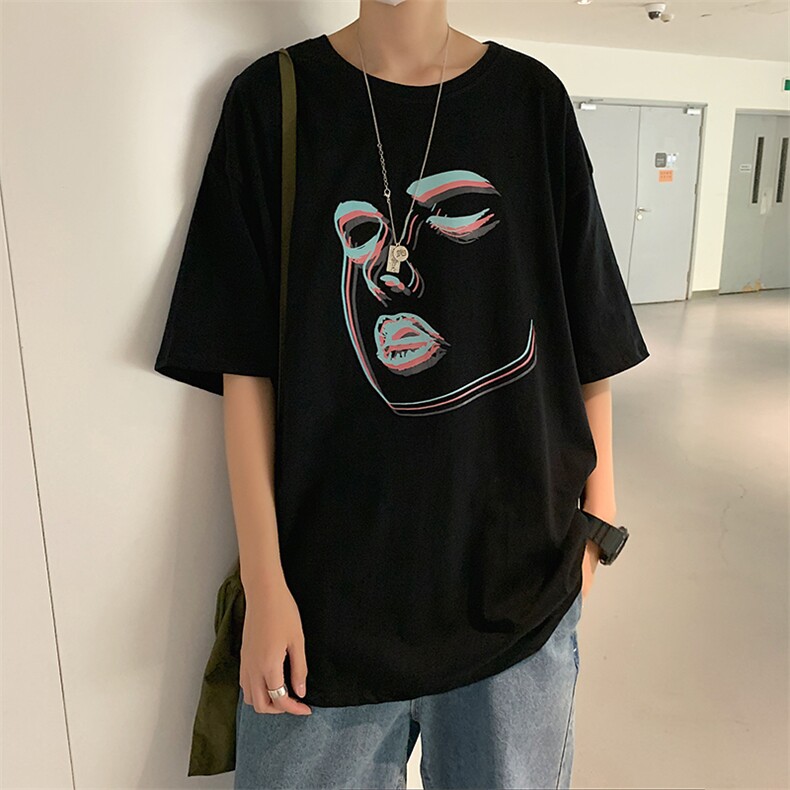 网红T恤男ins超火上衣设计感短袖潮牌打底衫五分袖宽松T627-P20，男装T恤，星座512-2