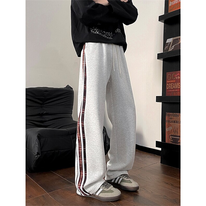 2025春季新款条纹拼接直筒拖地运动卫裤A513特P45控78，男装休闲裤，电商A309