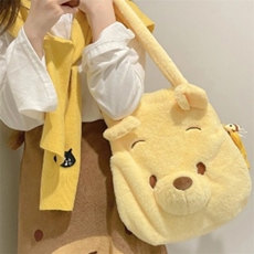 可爱维尼尼单肩包精品卡通毛绒包包大容量小熊斜挎包