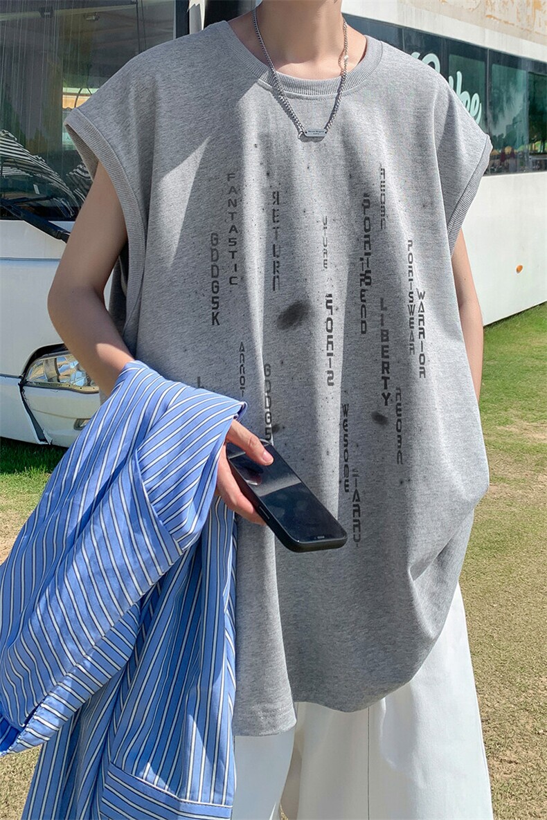 夏季外景美式重磅情侣背心男潮牌宽松休闲坎肩无袖T恤BX00486/P25,男装T恤,电商B316