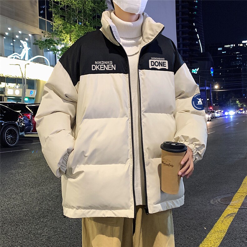 特批港风夜景冬款时尚宽松字母印花撞色翻领棉衣MY6250P85控138,男装棉衣,电商A247