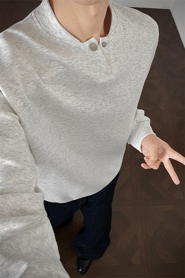 韩系学院风设计cleanfit卫衣简约纯色休闲打底常规P39加绒P49,男装T恤,电商B319