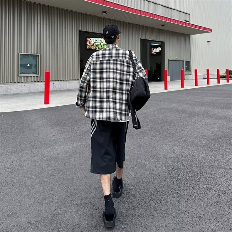长袖衬衫男生学院风格子衬衣外套T0C52P50,男装衬衫,星座1116-2