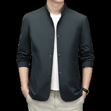 立领夹克男春秋季2022薄款商务休闲宽松中年男士爸爸上衣外套，男装夹克，电商B212（原钱塘6029）