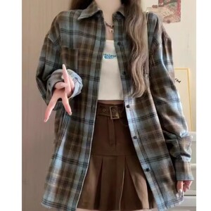 复古格子衬衫外套女早秋款长袖上衣女装衬衫 网图 CSY38-P35有货图片