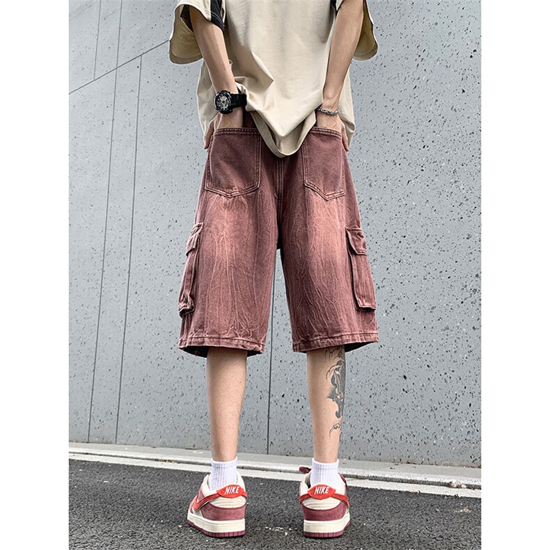 B221美式ins高街小众夏季重工艺工装牛仔短裤LK24177-P60控78,男装牛仔裤,电商B221