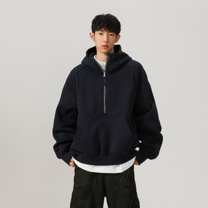 W8595 特P55  420克高品质拼接罗口带帽个性卫衣男图片