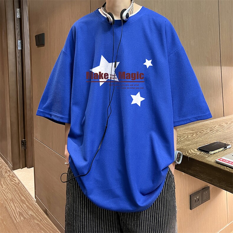 华夫格t恤男短袖男大码五分袖酒店风HT73379-P22,男装T恤,电商A040