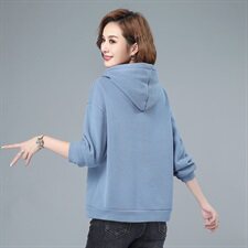 加绒加厚卫衣女2021新款秋冬韩版宽松大码套头中年40岁妈妈连帽，女装卫衣/绒衫，伊满意
