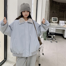 24年现货新款白鸭绒工装外套羊羔毛领羽绒服流行派克P270K398，女装羽绒服，慧峰