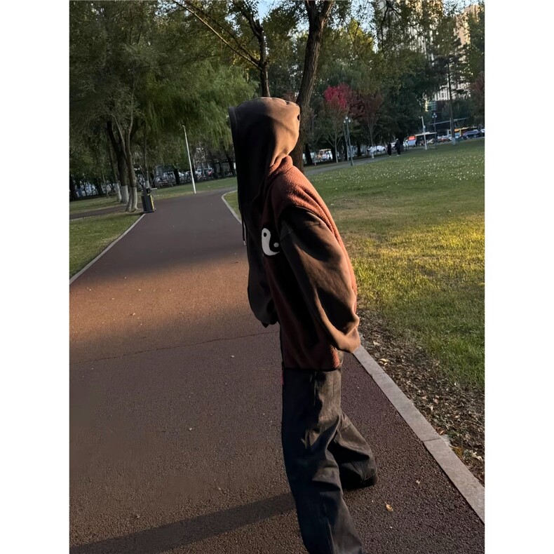 美式复古太极摇粒绒马甲外套男秋冬季棕色百搭背心HMY238,男装背心/马甲,星座208-5