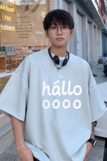 ！版权！2025夏季新款男士字母印花麂皮绒短袖T恤TL2449特P19，男装T恤，电商B220