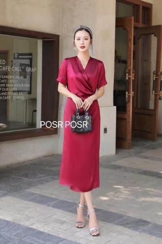 时尚醋酸连衣裙，女装连衣裙，珀莎