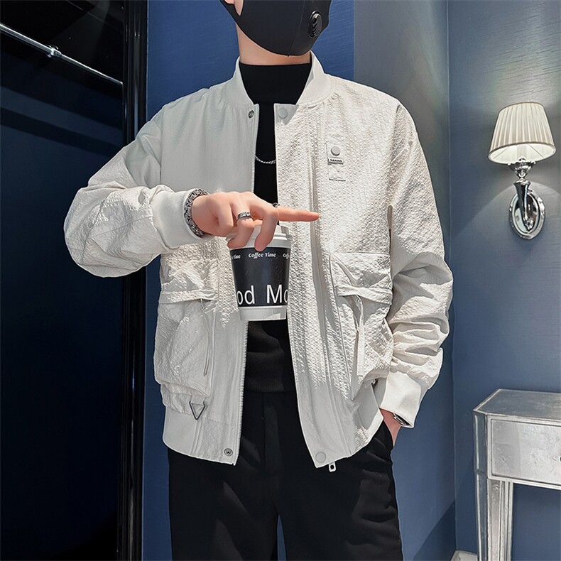 棒球领夹克男修身潮痞帅高级感社会小伙店主风301C-JK12-P98控138,男装夹克,星座301C（原B323）