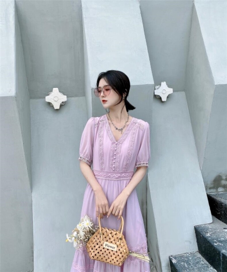 净色显示连衣裙，女装连衣裙，布萱