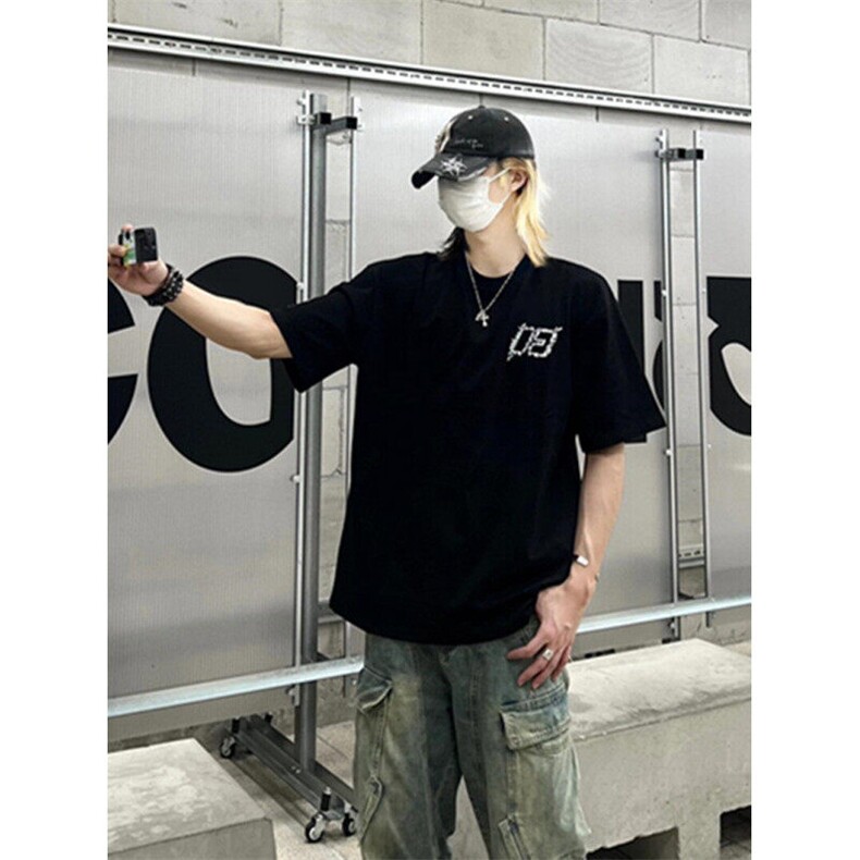 CP1205-P35重磅潮刺绣短袖t恤男女上宽松休闲夏季半袖T恤衣,男装T恤,电商B323A