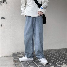 秋季潮牌潮流阔腿坠感男嘻哈宽松直筒拖地韩版百搭牛仔裤C102-P33,男装牛仔裤,星座1008-2