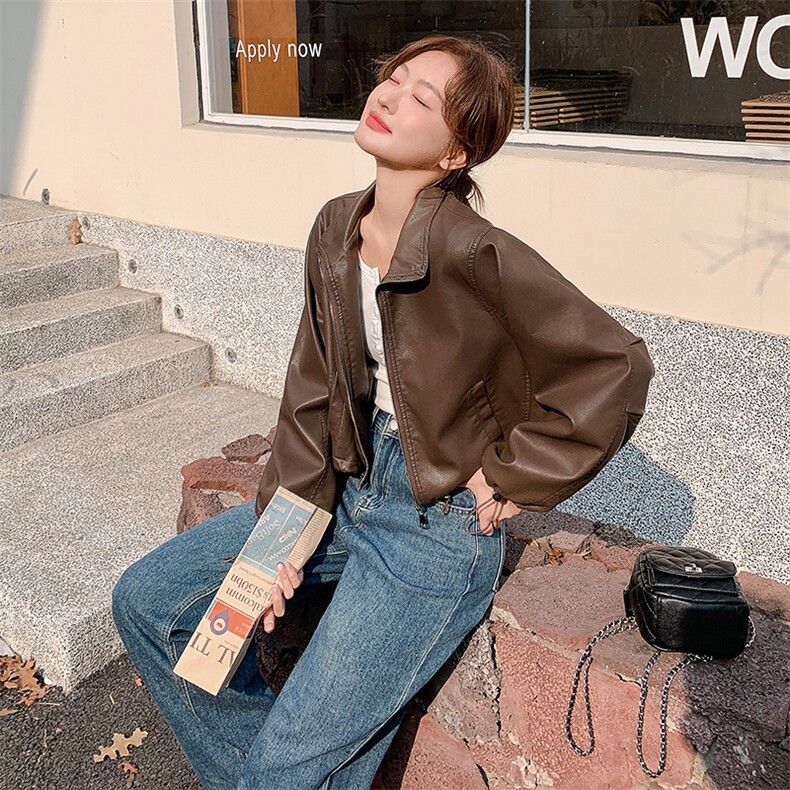 【1C083】春季新品美拉德皮衣外套女洋气减龄上衣B2509-P115-K218,女装皮衣,1C083