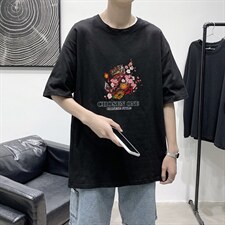 T1546P25现货夏季宽松短袖T恤男潮百搭上衣男士大码圆领休闲t恤，男装T恤，星座510A-1