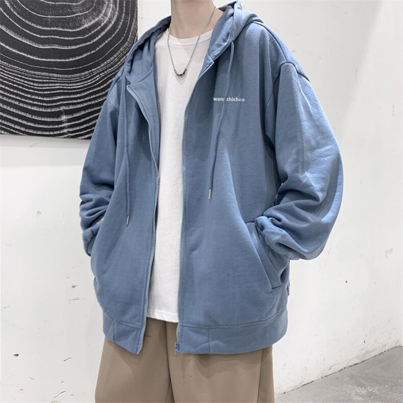 纯色简约新品超火ins开衫连帽卫衣帅气青少年宽松上衣W382-P28,男装卫衣,星座512-3