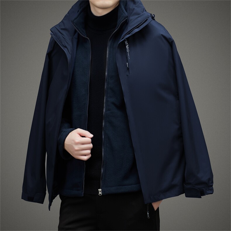 中年男士冲锋上衣户外外套男春秋季加厚运动服三合一防风工装夹克,男装夹克,电商B212（原钱塘6029）