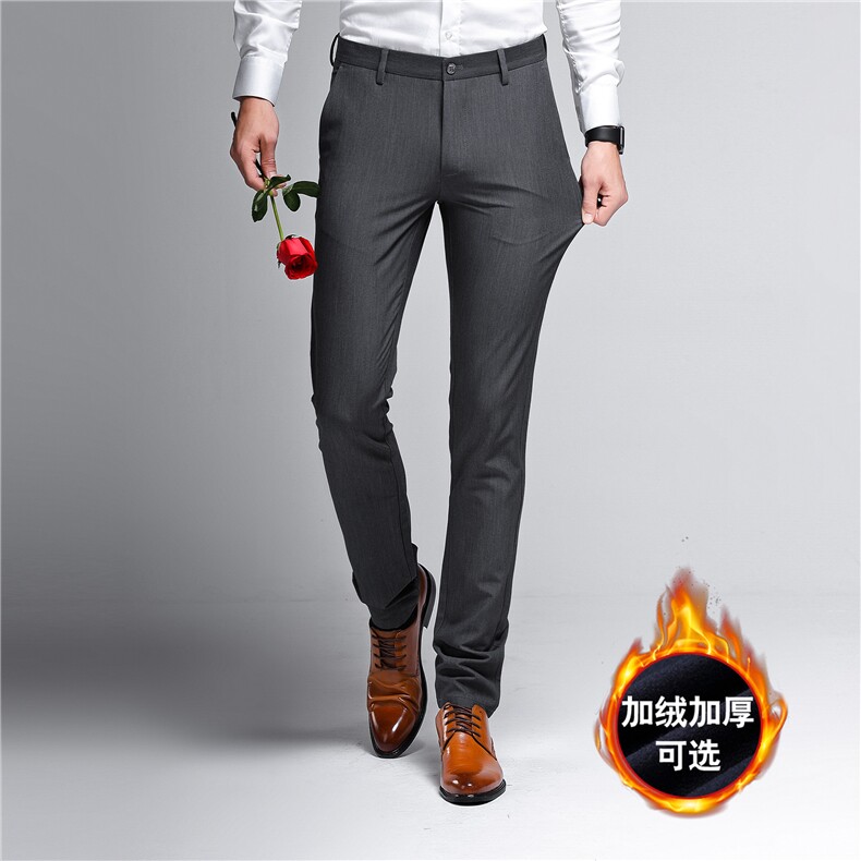 BX9808钱塘2020-2中年男士加绒商务合身厚款冬季休闲裤货稳P76图片