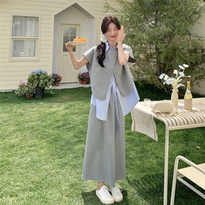 韩系休闲设计感马甲套装裙女2025年夏季新款气质衬衫半身裙三件套图片