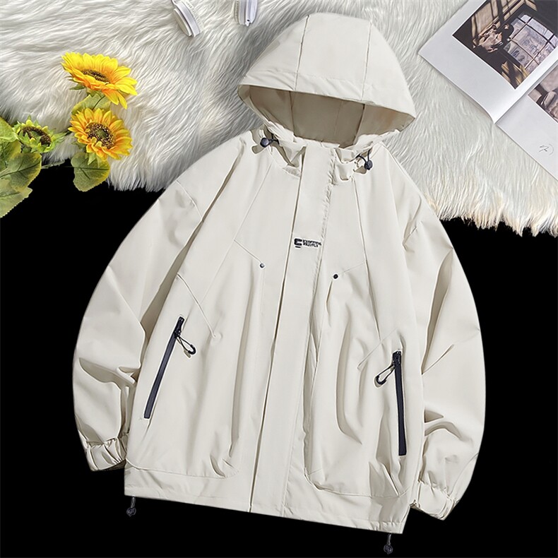 连帽冲锋衣情侣外套防风防水登山服夹克男港风平铺JH-JK745-P50,男装夹克,星座717