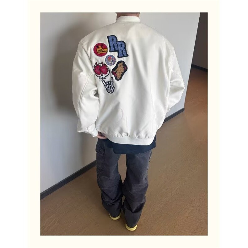J9986-P65高街潮牌毛呢棒球服毛巾绣宽松夹克,男装夹克,星座617A-2