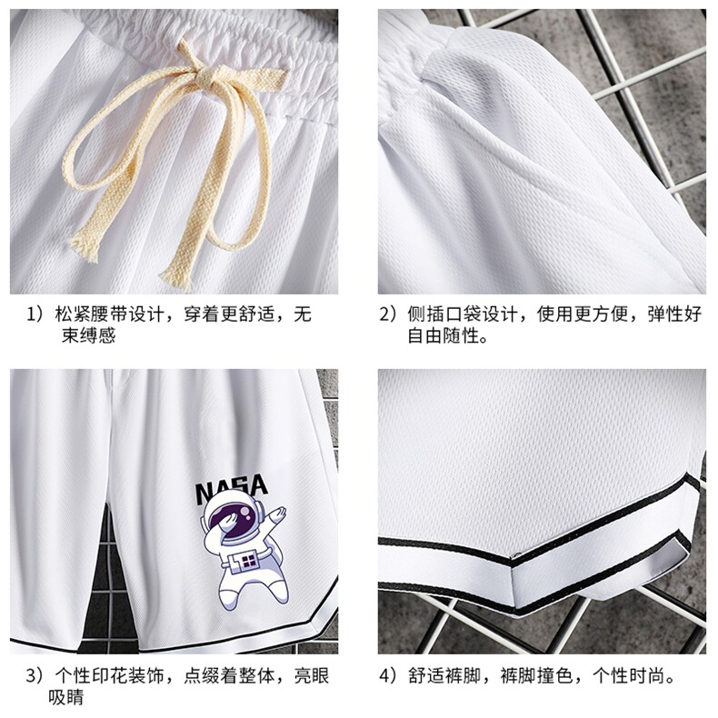 LQ64225-P19篮球夜跑运动短裤男大码宽松冰丝五分裤大裤衩网格,男装休闲裤,电商A040A