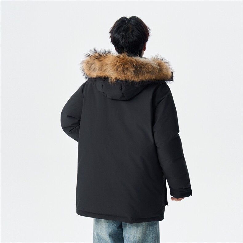 羽绒服男中长款冬情侣加厚连帽工装白鸭绒外套XZ309Y95701P288,男装羽绒服,星座309（原A406）
