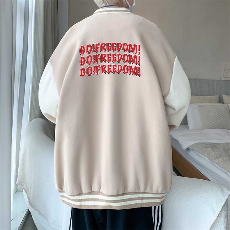 摇粒绒棒球服男大码开衫卫衣男夹克BF86338-P65,男装夹克,电商A040