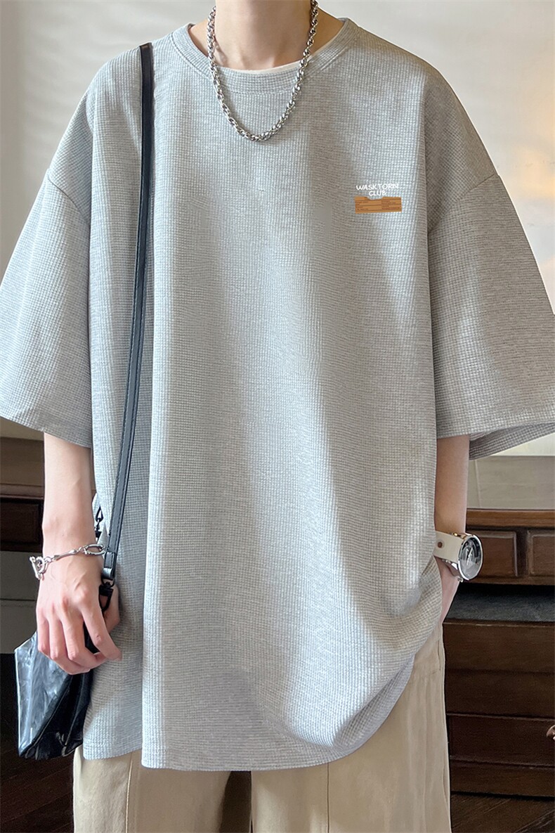 华夫格t恤男短袖男大码五分袖酒店风HT73350-P22,男装T恤,电商A040