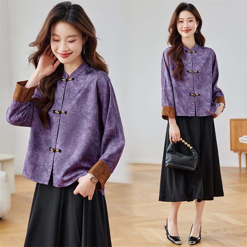 新中式外套女春秋新款人丝提花时尚气质宽松休闲短款女装上衣，女装短外套，新依时派